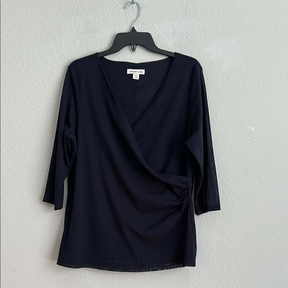 Women’s Coldwater creek navy sheer blouse Xl